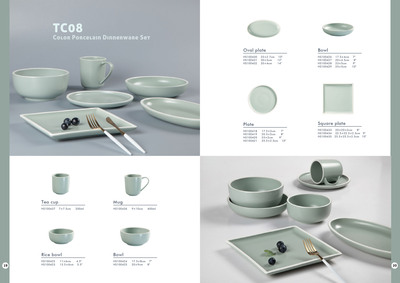 Contemporary Style Jade Green Color Porcelain Dinn